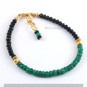Hermosa obsidiana Esmeralda hecha a mano cuentas facetadas pulsera patrón piedra joyería niñas mujeres propiedades curativas - Product Image 4