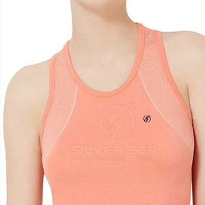Camiseta sin mangas de gimnasio ligera de algodón 2023 de alta calidad para mujer 100%, ropa de calle informal de verano transpirable, venta al por mayor, deportes de mar plateados - Product Image 3