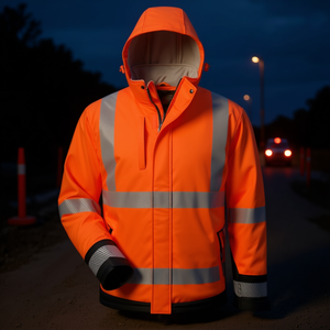 เสื้อแจ็คเก็ตซอฟต์เชลล์แบบมองเห็นได้ชัดเจนของลูคัส ไซส์ L สีส้ม/ดำ พร้อมสติ๊กเกอร์สะท้อนแสงและไฟจาก ELYSEE - Product Image 3