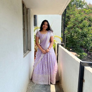 Lehenga Choli de Seda Espacial de Alta Calidad para Mujer, Bordado Zari Dori con Lentejuelas, para Bodas y Fiestas, con Interior de Microalgodón, Hecho en India - Product Image 1