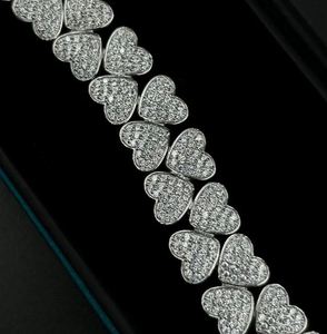 6Ct Lab Created Moissanite <b>Charm</b> <b>Bracelet</b> Women's Heavy Heart 14k Gold Plating 925 Sterling <b>Silver</b> Bold Luxury Stylish Jewelry - Product Image 3