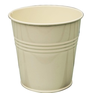 Macetas de flores de Metal de hierro de diseño moderno Forma redonda de color crema para el hogar y el jardín Macetas de flores decorativas - Product Image 1