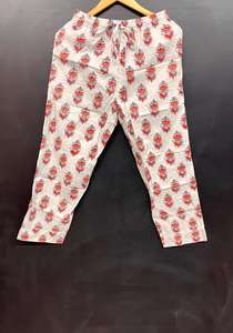 ชุดนอนฤดูร้อนคอวีลายดอกไม้เอวยางยืดผ้าฝ้ายนุ่มสำหรับผู้หญิง |   ชุดลำลองทำมือจากอินเดีย ระบายอากาศได้ดี แห้งเร็ว - Product Image 5