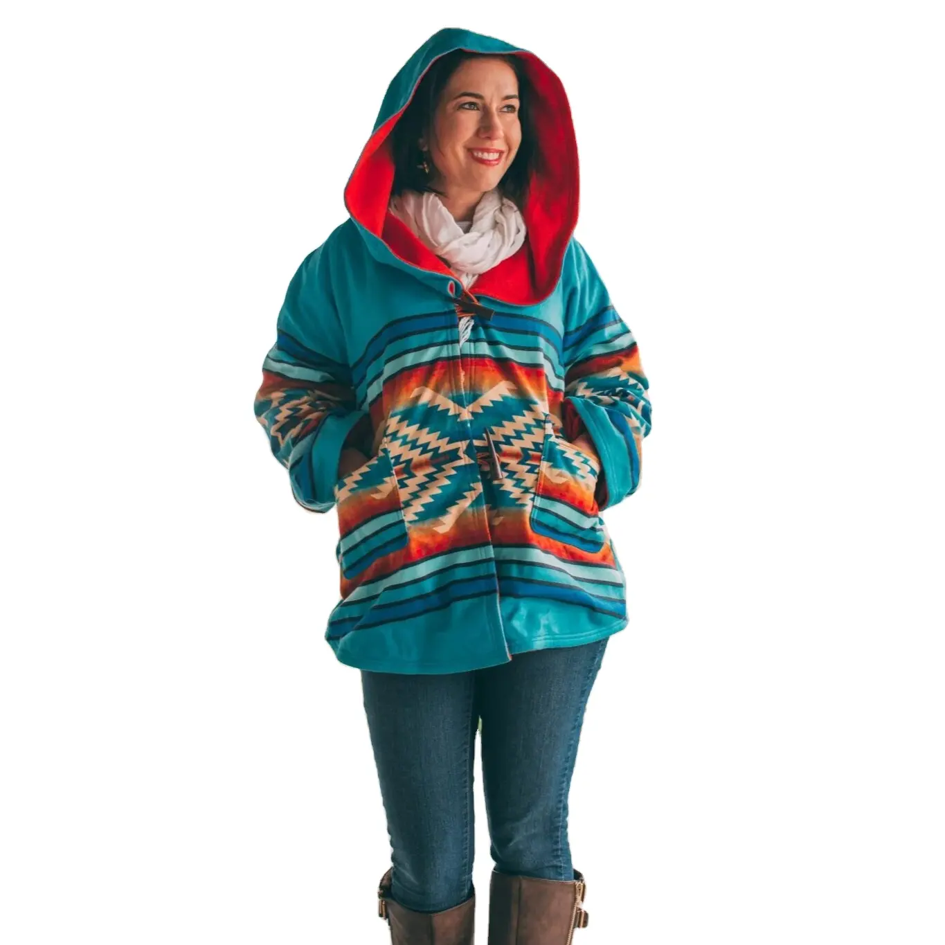 OEM özel boyutları ve ambalaj kadınlar için şık ve zarif kadın Yellowstone sezon mavi uzun ceket