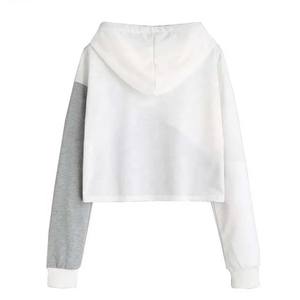 เสื้อครอปมีฮู้ดของผู้หญิงเสื้อครอปแบบสวมหัวเสื้อมีฮู้ดของผู้หญิง100% คอตตอนฤดูหนาวสีบล็อกที่แตกต่างกัน - Product Image 2