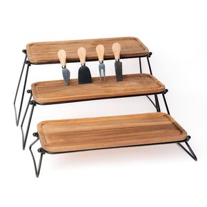 Large Metal Wooden <b>3</b> <b>Tier</b> Best Selling Dark Polished Table Top <b>Cake</b> <b>Stand</b> Top Selling Golden <b>Stand</b> Wooden <b>Cake</b> <b>Stand</b> - Product Image 4