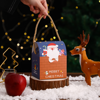 Boîte d'emballage de bonbons de Noël, sac en papier, boîte cadeau pour biscuits et pommes avec poignée, boîte surprise pour le cadeau de Noël des enfants