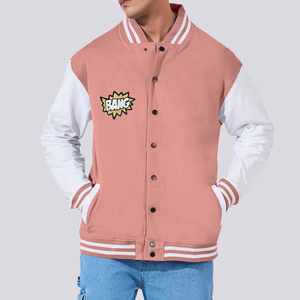 2025 meilleure qualité personnalisé col montant veste universitaire pour adultes jeunes respirant laine tissu couleur unie Letterman homme hiver - Product Image 3