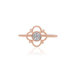 Diamant naturel rond brillant de 0,05 carat en or rose massif, couleur H-I, bijou minimaliste. - Product Image 2