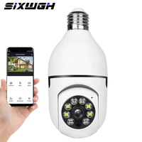 Caméra IP WiFi panoramique 360° Full HD 1080p SIXWGH avec support de lampe E27, caméra de surveillance PTZ, ampoule caméra, caméra intérieure, maison intelligente