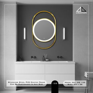 ตู้ห้องน้ำแบบมีโครงคู่เคลือบ PVD สแตนเลส ปรับแต่งได้ ดีไซน์หรูหรา รูปทรงไม่สมมาตร - Product Image 1