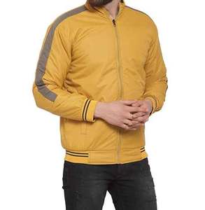 OEM Customized Mustard <b>Puffer</b> <b>Jacket</b> High Quality Design Hooded Long Full Zipper 2 Side Zipper Pockets <b>Light</b> Fabric Arm Pennal - Product Image 3