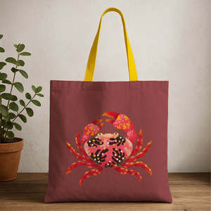 High Quality Cute Crab <b>Tote</b> Bag Zipper Closure Solid Color Nylon <b>Plastic</b> Material Cotton Portable Outdoor-Friendly for All - Product Image 1