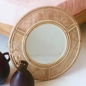 Best Seller Cheap Items To Sell Wall Decoration Rattan Mirror Frames Wall Mounted Decor Vintage Antique Espejos Ratan
