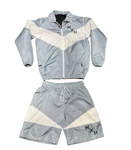 2 Piece Custom Reflective Wind Breaker Tracksuit 2 Piece Set Colorblock Nylon <b>Jacket</b> <b>Short</b> Set Men Streetwear Lightweight Autumn - Product Image 3