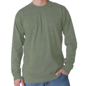 T-shirt à manches longues décontracté de haute qualité été Logo personnalisé hommes coton lourd impression surdimensionné Streetwear - Product Image 1
