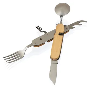 Set di posate in bambù ecologico Ainsley per campeggio all'aperto e vita eco-consapevole - Product Image 1