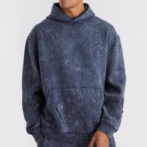 Chándal con Capucha de Alta Calidad, Lavado Ácido, 100% Algodón, Grueso, Impresión de Logotipo Personalizada Rápida, Ropa Casual Urbana, Ecológico - Product Image 1