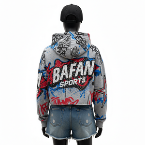 Sudadera con Capucha Sublimada para Mujer, Poliéster de Alta Calidad, Felpa de 280 GSM, Tejido Suave, Estampado Gráfico Completo, Logotipo Personalizado, Sudaderas Básicas - Product Image 2