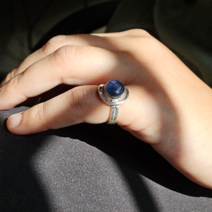 Meilleur cadeau de Noël Bague en argent réglable en cyanite Légère et élégante pour les mariages et les fêtes - Product Image 2