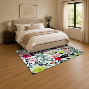 Tapis de salon multicolores neutres modernes abstraits imprimés numériquement, lavables en machine, en chenille, antidérapants, vente en gros RUGS DEPOT LXDP-0350 - Product Image 3
