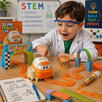 Coche de Pista de Slime Recargable Tipo-C DIY con Seguimiento Inductivo, Vagón de Inducción, Juguete Educativo Sensorial STEM para Niños, Regalo
