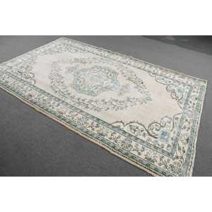 Tapis turc 5,9 x 9,1 pieds, tapis vintage, tapis oriental blanc en laine - Product Image 2