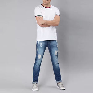 Jeans pour hommes Pantalons Jeans droits pour hommes Jeans en denim stylés Pantalons extensibles vintage délavés et ajustés Service OEM - Product Image 6