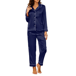 Pijamas de Alta Calidad para Mujer, con Logotipo Personalizado, Transpirables, de Satén de Seda, 100% Algodón, 6 Colores, Manga Corta, Suaves para Invierno - Product Image 6