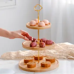 婚礼展示三层蛋糕架优质木制工厂定制派对生日蛋糕餐具装饰蛋糕架