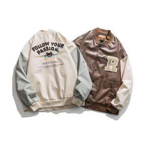 Vêtements personnalisés Manteau d'hiver surdimensionné à manches en cuir Varsity Bomber Jacket Unisexe Laine Letterman Broderie Bomber Varsity Jacket - Product Image 2