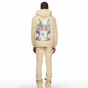 Chándales acampanados hechos de material de algodón 100% para mujer, pantalones acampanados con conjunto de Sudadera con capucha para hombre de alta calidad - Product Image 2