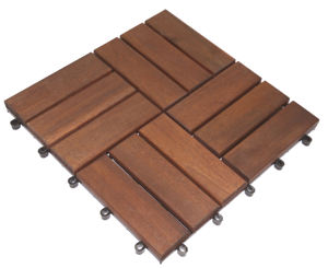 Baldosas de Madera para Terraza, Nuevo Modelo de 12 Listones, Baldosas de Madera de Acacia para Bricolaje, 30*30cm, Ecológicas para Interiores y Exteriores - Product Image 1