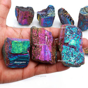 Grand bracelet de tourmaline arc-en-ciel Aura Lot de morceaux de cristal bruts Perles de pierres précieuses Multi Titanium Aura Tourmaline - Product Image 6