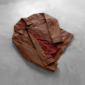 Lavendard Stylish Biker <b>Jacket</b> High Wool Heated Feature <b>Winter</b> Varsity Bomber Model Fur Shelled <b>Leather</b>-Like Material Brown - Product Image 6