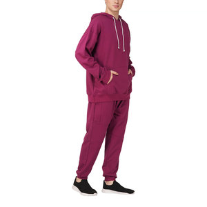 Conjunto de chándal de hombro caído de Jersey de color sólido para hombre con logotipo personalizable de color de contraste para cantidad a granel - Product Image 3