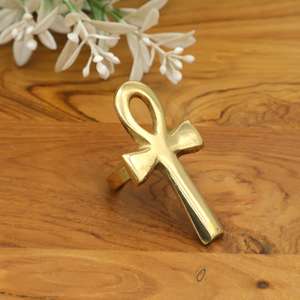 Gold Ankh <b>Ring</b> Egyptian Symbol <b>Statement</b> Spiritual Jewelry Ancient Egypt Bohemian gift. - Product Image 4