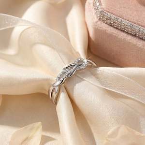 Jeulia Hercules Knot Twist Pave Wedding Band-Fashion Rhodium-Plated Alloy <b>Ring</b> for Women - Product Image 5