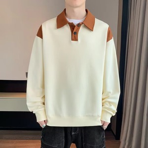 Vente en gros d'usine de streetwear polo décontracté pour homme sweat-shirt à manches longues pull oversize col à revers personnalisé - Product Image 4