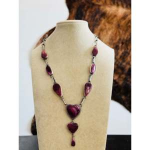 Conjunto de Collar Lariat de Plata de Ley y Ostra Espinosa Morada Ross Steven con Corazón, Ideal para Bodas y Regalos, con la Concha como Piedra Principal - Product Image 1
