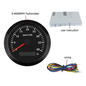 Mới 85mm DIESEL phía ngoài <span class=keywords><strong>tachometer</strong></span> Rev truy cập hourmeter đèn nền 12V 24V Xe Tải xe thuyền tàu (Đen & đen 0-4000rpm) - Product Image 3