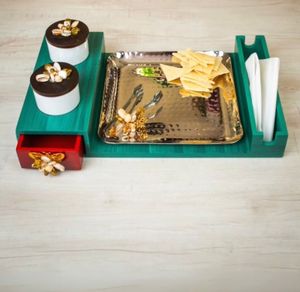 Bandeja para servir de madera hecha a mano Bandeja para servir de madera más vendida para uso en fiestas y decoración festiva de La India - Product Image 4