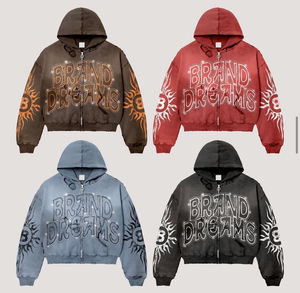 เสื้อมีฮู้ดแนวสตรีทผ้าคอตตอนสำหรับผู้ชายเสื้อสเวตเชิ้ตปักโลโก้ซักได้ตามต้องการซักด้วยพลอยเทียมมีฮู้ดสำหรับผู้ชาย100% - Product Image 6