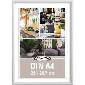 Set of 2 Simple Silver Photo <b>Frames</b> 21 X 29.7 cm DIN <b>A4</b> Double Sided <b>White</b> Plastic Poster <b>Frames</b> for Photos or Gifts - Product Image 2