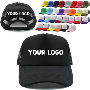 Vente en gros de chapeau de camionneur en mousse vierge Casquettes en maille unie, respirante et unie Casquettes en maille en mousse avec logo personnalisé - Product Image 1