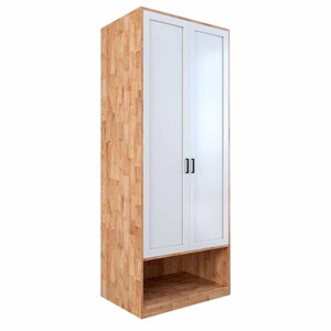 Armario Independiente de Madera de Caucho TQA68017 de Diseño Minimalista con Puertas Abatibles y Acabado para Vestidor, Apartamento o Dormitorio - Product Image 1