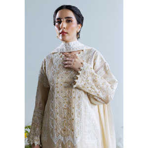 Conjunto de 3 Piezas de Salwar Kameez Mehsuri Bordado con Pantalón de Seda Cruda Hecho a Mano, Lehenga Pakistaní para Festivales - Modelo FE-52161 - Product Image 2