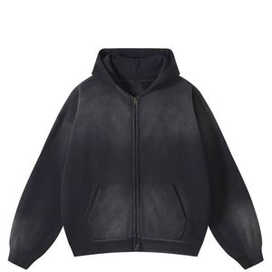 Sweat-shirts pour hommes de haute qualité, effet délavé, confortables, tendance, en coton mélangé, hiver, logo personnalisé brodé, séchage rapide - Product Image 2