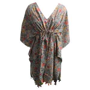 Vestido Kaftán 100% Algodón para Mujer, Talla Única, Kimono de Noche, Túnica con Estampado a Mano, Tejido Suave, Cierre con Botones, para Damas de Honor en Verano - Product Image 4