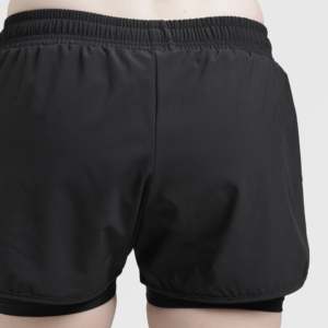 Shorts décontractés et sportifs noirs taille haute mi-haute, taille XS, fermeture élastique, en coton, élasthanne et polyester avec motif décoratif - Product Image 5